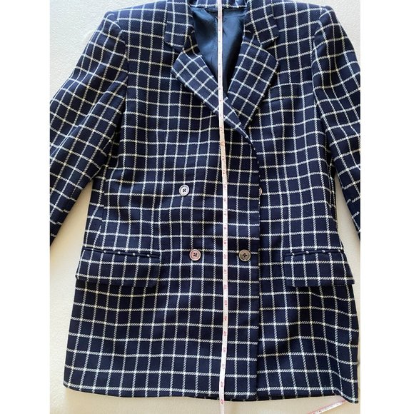 Burberry Blue & White Wool Plaid Blazer - Picture 9 of 9